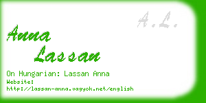 anna lassan business card